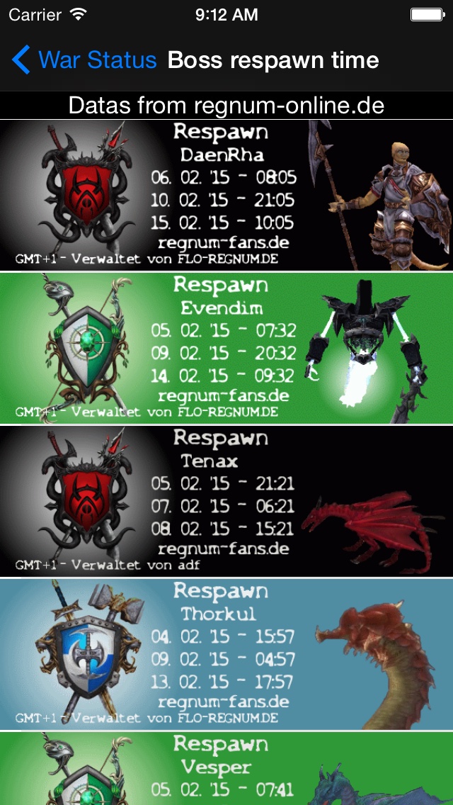 Vue dragon avec timers